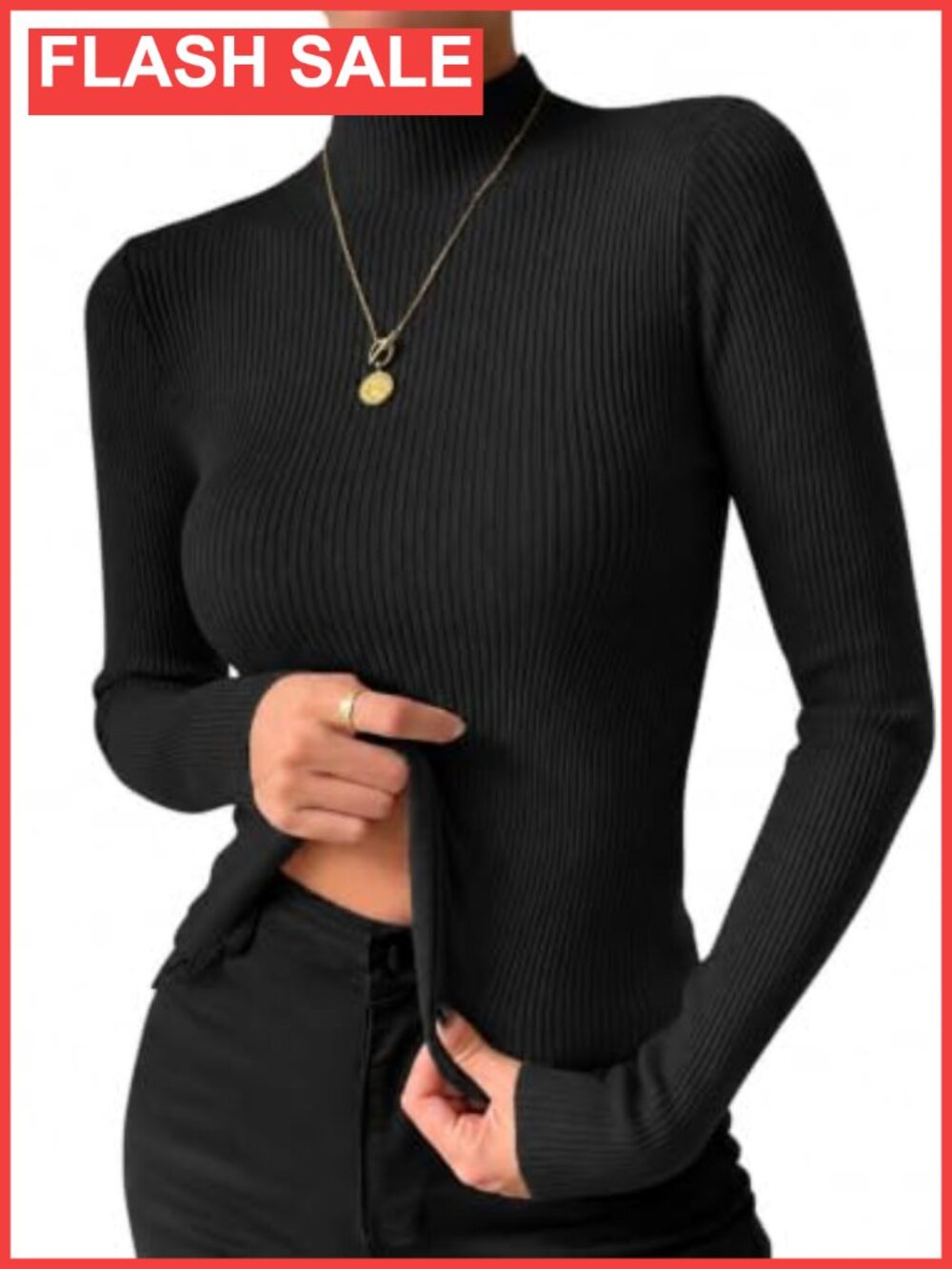 Mock Neck Ribbed Knit Sweater Slim Fit Long Sleeve Pullover Top
